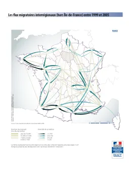 Les flux migratoires interr&eacute;gionaux entre 1999 et 2005