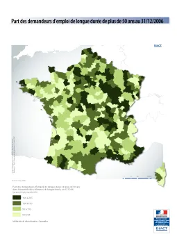 Part des demandeurs d'emploi de longue dur&eacute;e de plus de 50 ans en 2006
