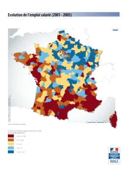 &Eacute;volution de l'emploi salari&eacute; 2001-2005