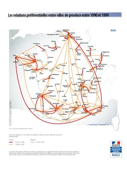 Les relations pr&eacute;f&eacute;rentielles entre villes de province entre 1990 et 1999