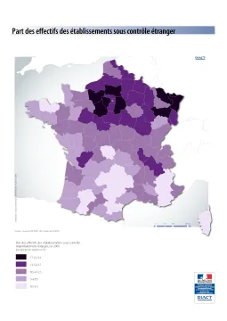 Part des effectifs des &eacute;tablissements sous contr&ocirc;le &eacute;tranger
