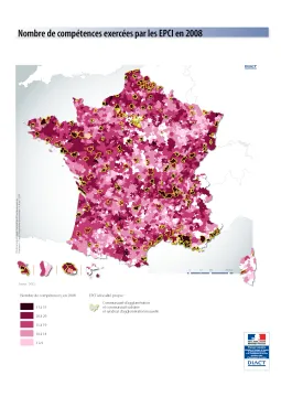 Nombre de comp&eacute;tences exerc&eacute;es par les EPCI en 2008