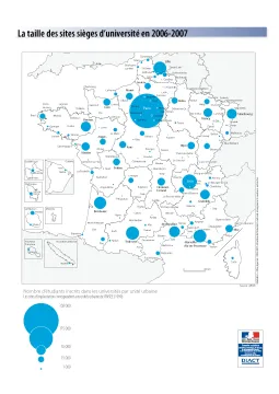 La taille des sites si&egrave;ges d'universit&eacute; en 2006-2007