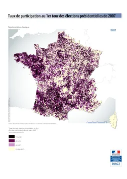 Taux de participation au 1er tour des &eacute;lections pr&eacute;sidentielles de 2007