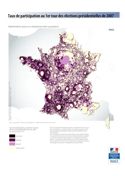 Taux de participation au 1er tour des &eacute;lections pr&eacute;sidentielles de 2007