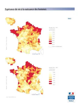 Esp&eacute;rance de vie &agrave; la naissance des hommes