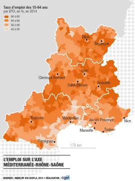 L'emploi sur l'axe M&eacute;diterran&eacute;e-Rh&ocirc;ne-Sa&ocirc;ne