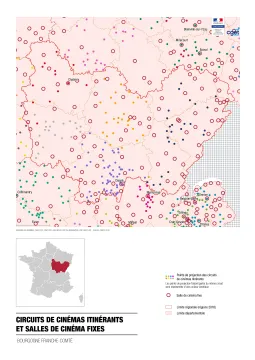 Circuits de cin&eacute;mas itin&eacute;rants et salles de cin&eacute;ma fixes dans la r&eacute;gion Bourgogne Franche-Comt&eacute;
