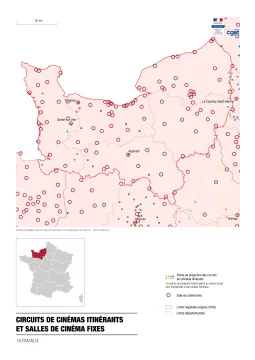 Circuits de cin&eacute;mas itin&eacute;rants et salles de cin&eacute;ma fixes dans la r&eacute;gion Normandie