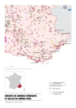 Circuits de cin&eacute;mas itin&eacute;rants et salles de cin&eacute;ma fixes dans la r&eacute;gion Provence-Alpes-C&ocirc;te-d'Azur