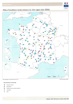 P&ocirc;les d'excellence rurale retenus &agrave; la 1&egrave;re vague (juin 2006)
