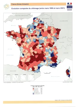 &Eacute;volution compar&eacute;e du ch&ocirc;mage entre mars 1999 et mars 2001
