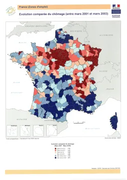 &Eacute;volution compar&eacute;e du ch&ocirc;mage entre mars 2001 et mars 2003