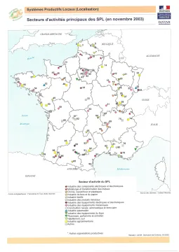 Secteurs d'activit&eacute;s principaux des syst&egrave;mes productifs locaux (SPL)
