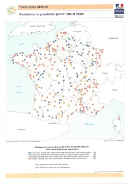 Evolutions de population entre 1990 et 1999