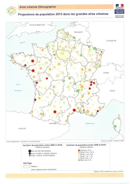 Projections de population 2015 dans les grandes aires urbaines