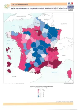 Taux d'&eacute;volution de la population (entre 2000 2030) - Projections