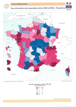 Taux d'&eacute;volution de la population (entre 2000 et 2030) - Projections