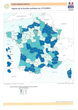 Agents de la fonction publique pour 100 habitants en 2001