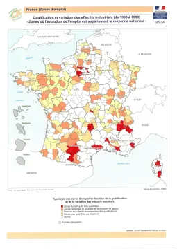 Qualification et variation des effectifs industriels de 1990 &agrave; 1999