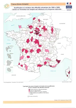 Qualification et variation des effectifs industriels (de 1990 &agrave; 1999)