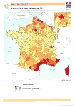 Revenus fiscaux des m&eacute;nages en 2000