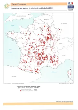 Couverture des r&eacute;seaux de t&eacute;l&eacute;phonie mobile en 2004