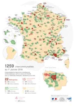 Carte des intercommunalit&eacute;s au 1er Janvier 2019