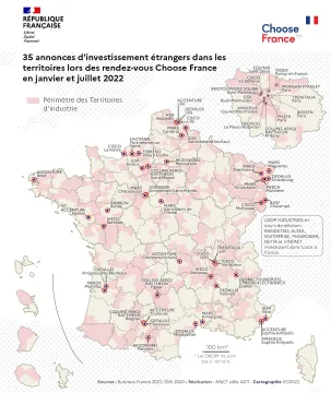 35 annonces d'investissement &eacute;trangers dans les territoires lors des rendez-vous Choose France en janvier et juillet 2022
