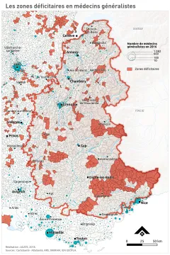 Les zones d&eacute;ficitaires en m&eacute;decins g&eacute;n&eacute;ralistes