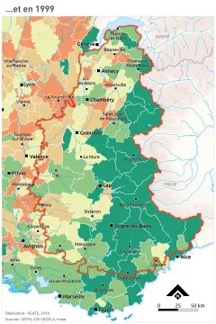 L'emploi pr&eacute;sentiel par EPCI en 1999