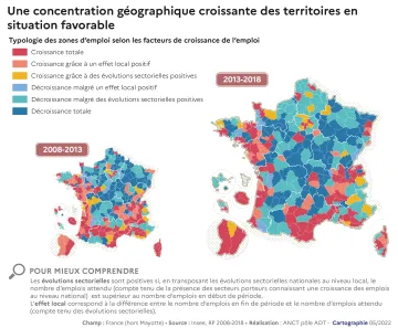 Une concentration g&eacute;ographique croissante des territoires en situation favorable