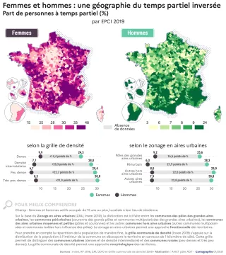 Femmes et hommes : une g&eacute;ographie du temps partiel invers&eacute;e