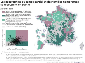 Les g&eacute;ographies du temps partiel et des familles nombreuses se recoupent en partie