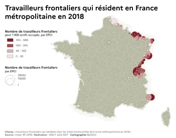 Travailleurs frontaliers  qui r&eacute;sident en France m&eacute;tropolitaine en 2018