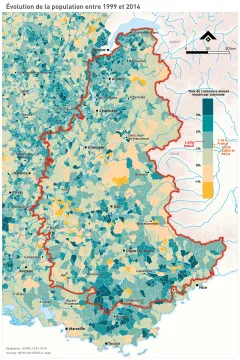 &Eacute;volution de la population entre 1999 et 2014