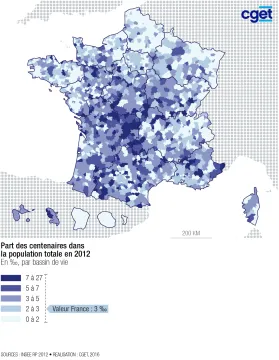 Part des centenaires dans la population