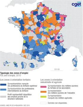 Sp&eacute;cialisation professionnelle des zones d'emploi