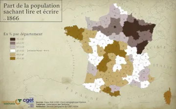 Part de la population sachant lire et &eacute;crire en 1866