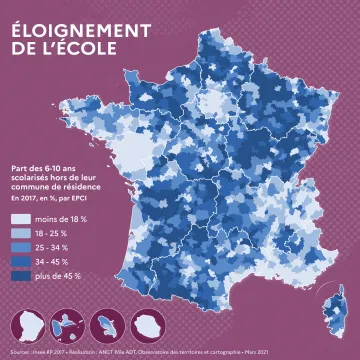 Part des 6-10 ans scolaris&eacute;s hors de leur commune de r&eacute;sidence