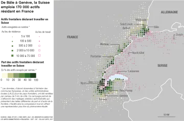 De B&acirc;le &agrave; Gen&egrave;ve, la Suisse emploie 170 000 actifs r&eacute;sidant en France