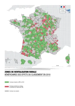 Zones de revitalisation rurale (ZRR) - B&eacute;n&eacute;ficiaires des affets du classement en 2018
