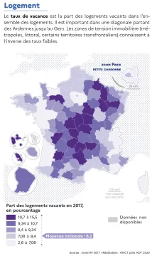 Part des logements vacants par d&eacute;partement en 2017