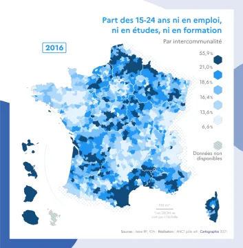 Part des 15-24 ans ni en emploi, ni en &eacute;tudes, ni en formation