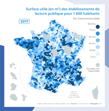 Surface utile (en m&sup2;) des &eacute;tablissements de lecture publique pour 1000 habitants
