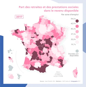 Part des retraites et des prestations sociales dans le revenu disponible