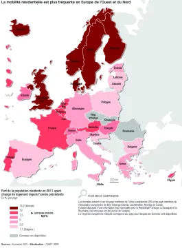 Part de la population r&eacute;sidente en 2011 ayant chang&eacute; de logement depuis l'ann&eacute;e pr&eacute;c&eacute;dente