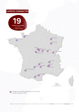 Localisation des campus connect&eacute;s en milieu rural