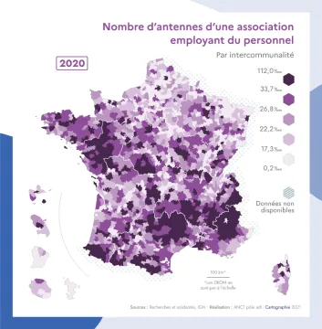 Nombre d'antennes d'une association employant du personnel