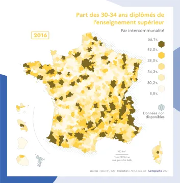 Part des 30-34 ans dipl&ocirc;m&eacute;s de l'enseignement sup&eacute;rieur